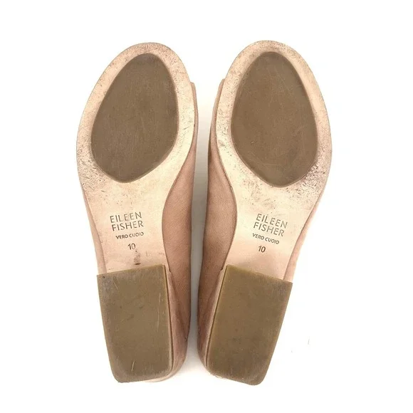 Eileen Fisher "Katniss" Tan Nubuck Open Toe Slides Size 10 Neutral - Picture 9 of 10